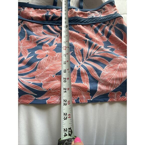 Lands' End Size 16D Modest High Neck Keyhole Floral Tankini Top Slimming - Picture 10 of 11